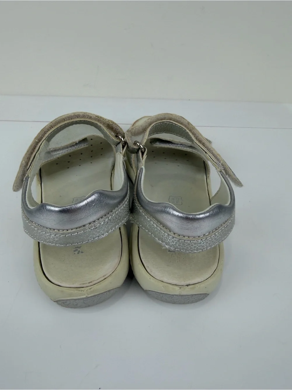 Primigi Silver Metallic Leather Sport Sandals Big Kid US 3 EU 34